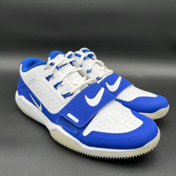 Nike Alpha Menace Turf Low Football Cleats White/Blue Men's BV3997-101 Multi Sz - Picture 2 of 5